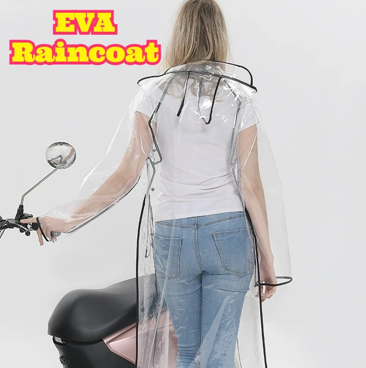 Waterproof Cycling Commute - Transparante EVA lange regenjas met riem
