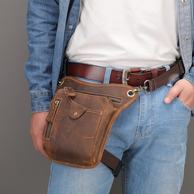 Cycling Commute Bag - Vintage Pu Lederen Heuptas Drop Beenzak